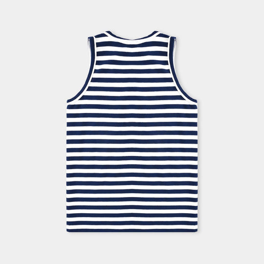 Boys Yarn Dyed Sando Speed Machine-NAVY