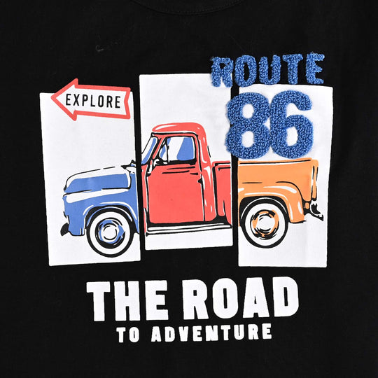 Boys Lycra Jersey T-Shirt H/S Route 86-BLACK