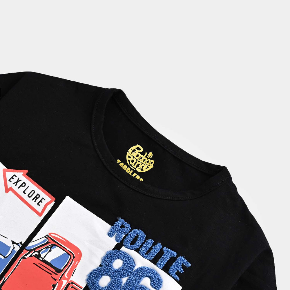 Boys Lycra Jersey T-Shirt H/S Route 86-BLACK