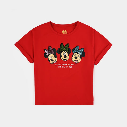 Girls Lycra Jersey T-Shirt-Red