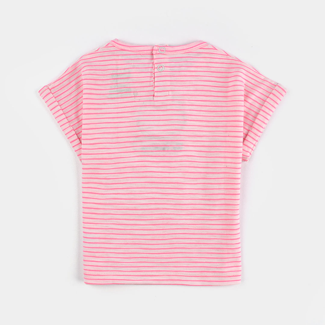 Infant Girls Yarn Dyed T-Shirt ITS Purrfect-C.Pink