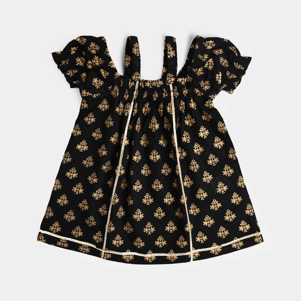 Infant Girls Cotton Printed 2Pcs Dua-BLACK