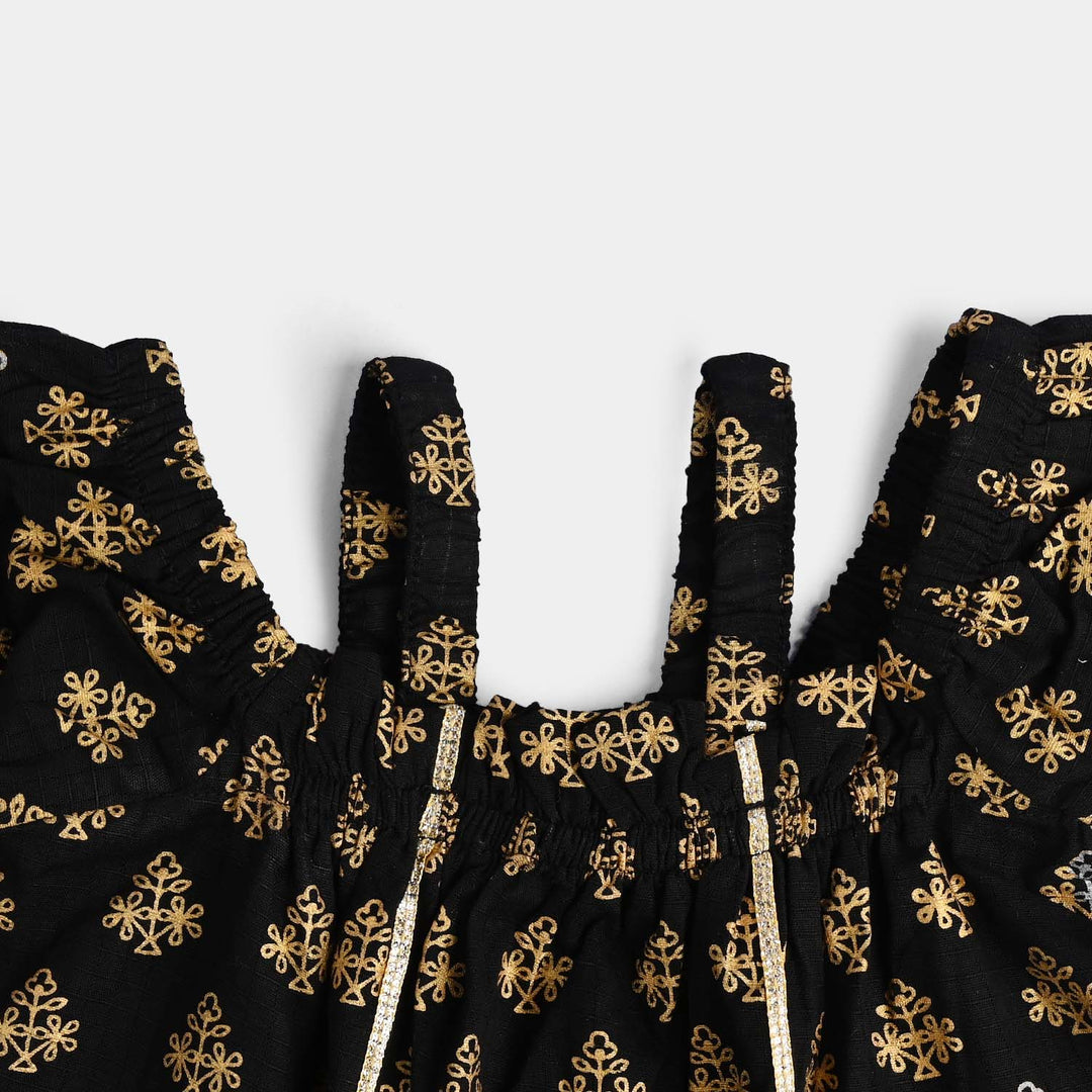 Infant Girls Cotton Printed 2Pcs Dua-BLACK