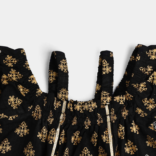 Infant Girls Cotton Printed 2Pcs Dua-BLACK