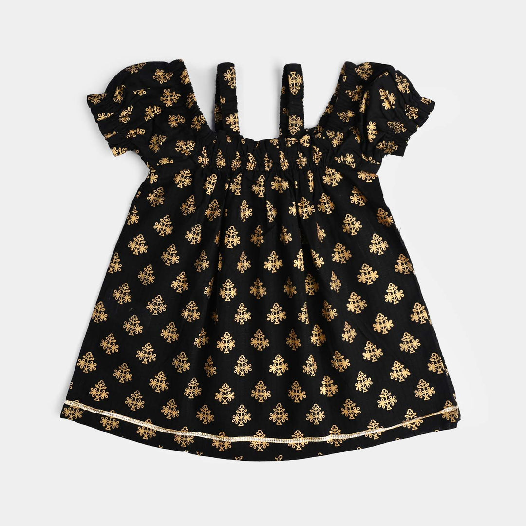 Infant Girls Cotton Printed 2Pcs Dua-BLACK