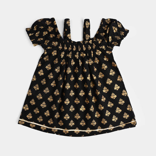 Infant Girls Cotton Printed 2Pcs Dua-BLACK