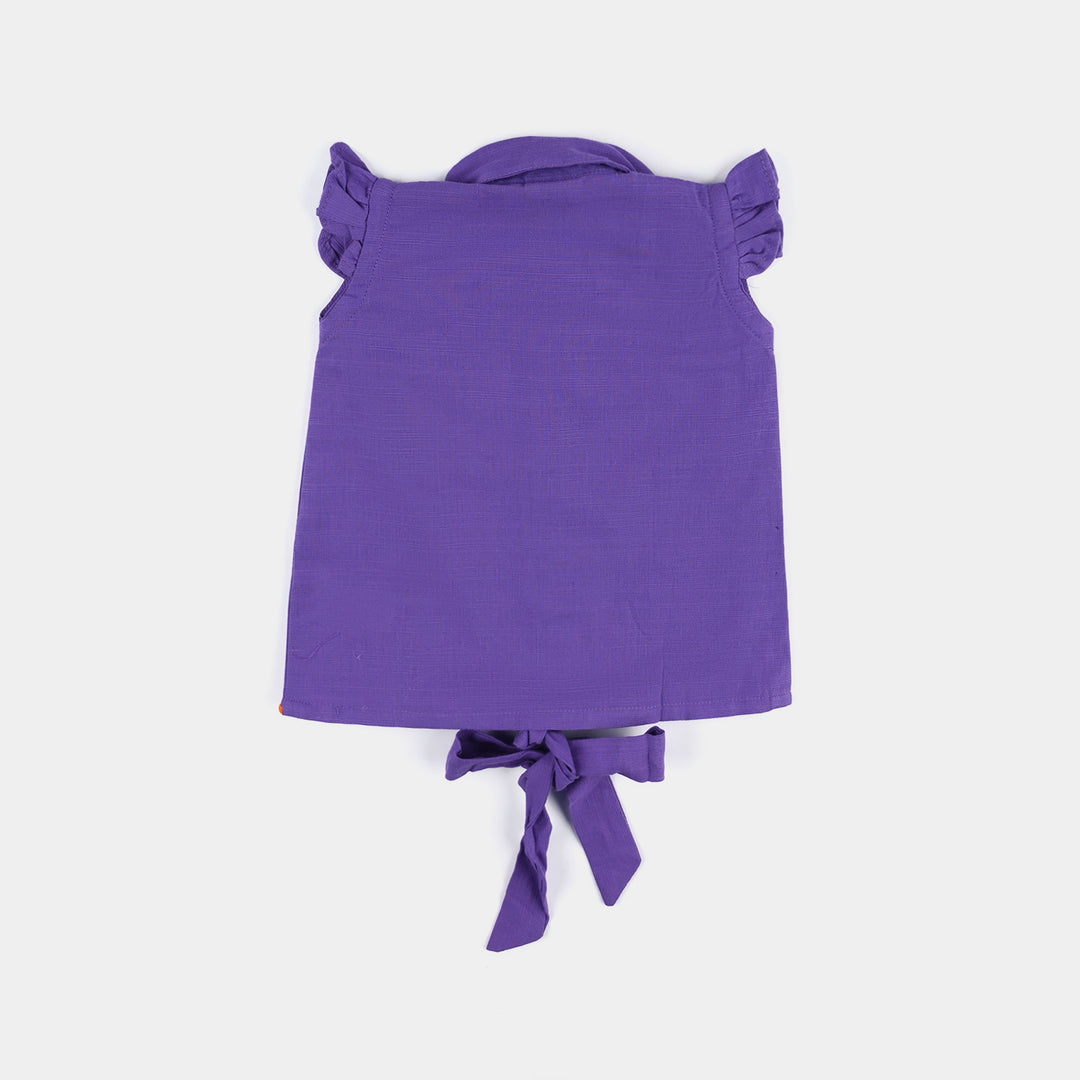 Infant Girls Cotton Slub  Emb Top Candy Land-Purple