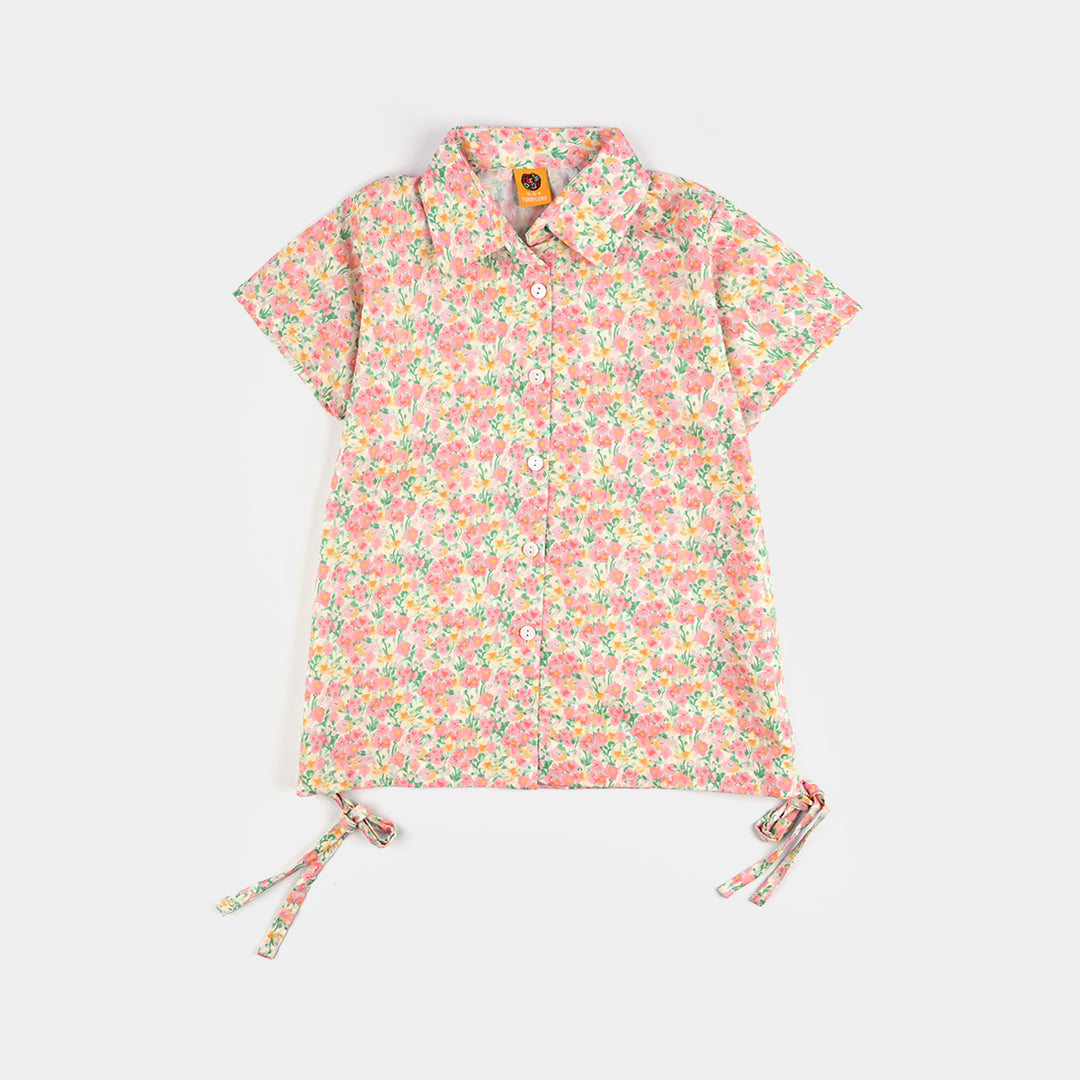Girls Cotton Poplin Casual Top Baby Floral-Multi