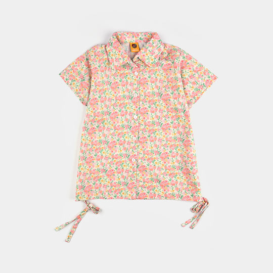Girls Cotton Poplin Casual Top Baby Floral-Multi