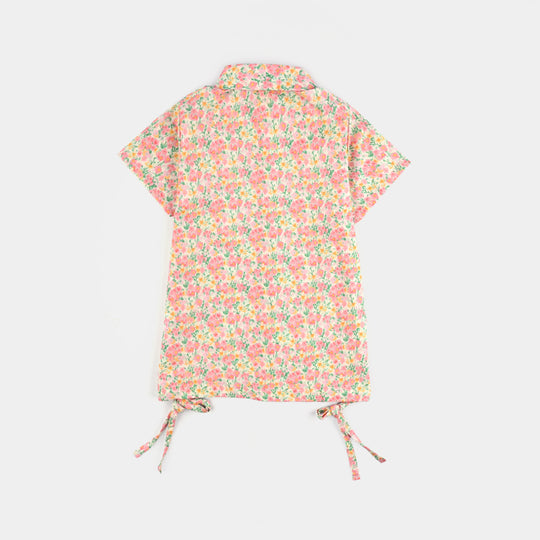 Girls Cotton Poplin Casual Top Baby Floral-Multi