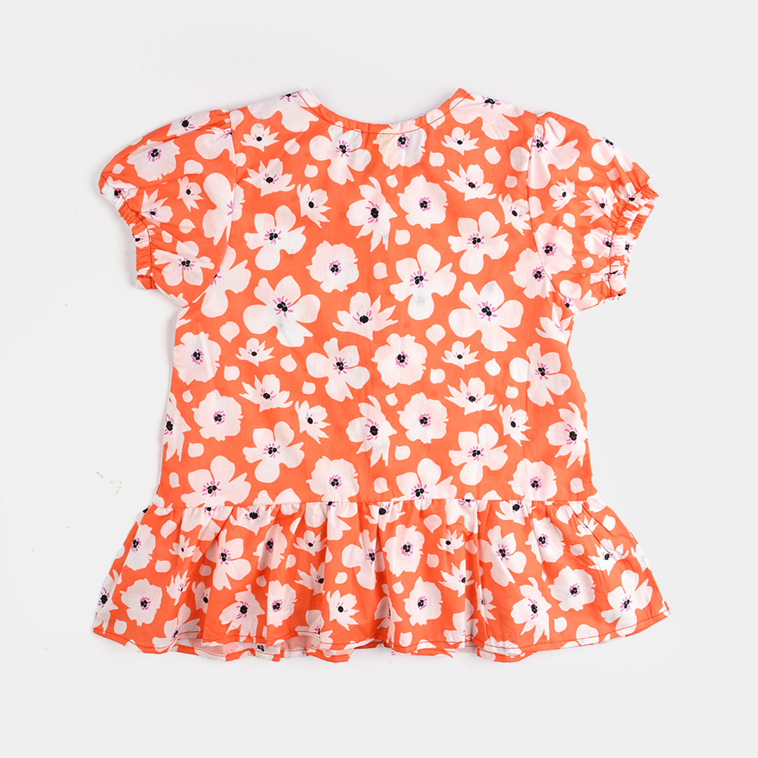 Girls Cotton Poplin Co-Ord Set Pastel-ORANGE
