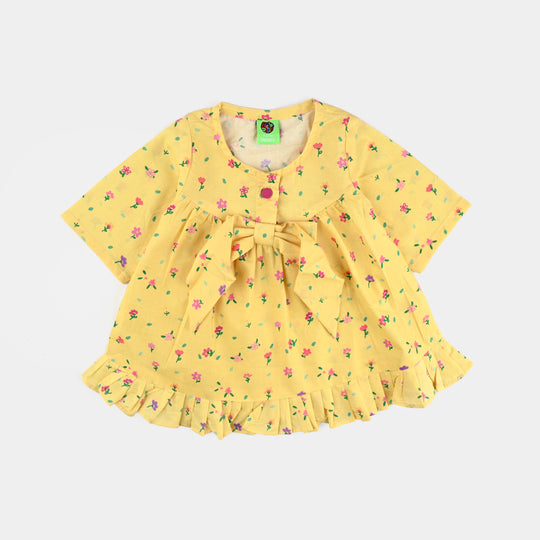 Infant Girls Cotton Poplin Casual Frock Yellow