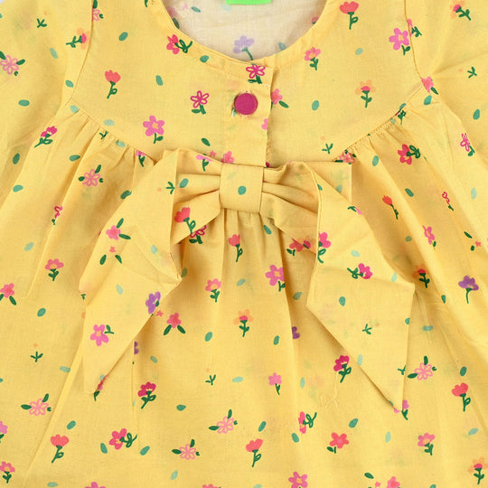 Infant Girls Cotton Poplin Casual Frock Yellow
