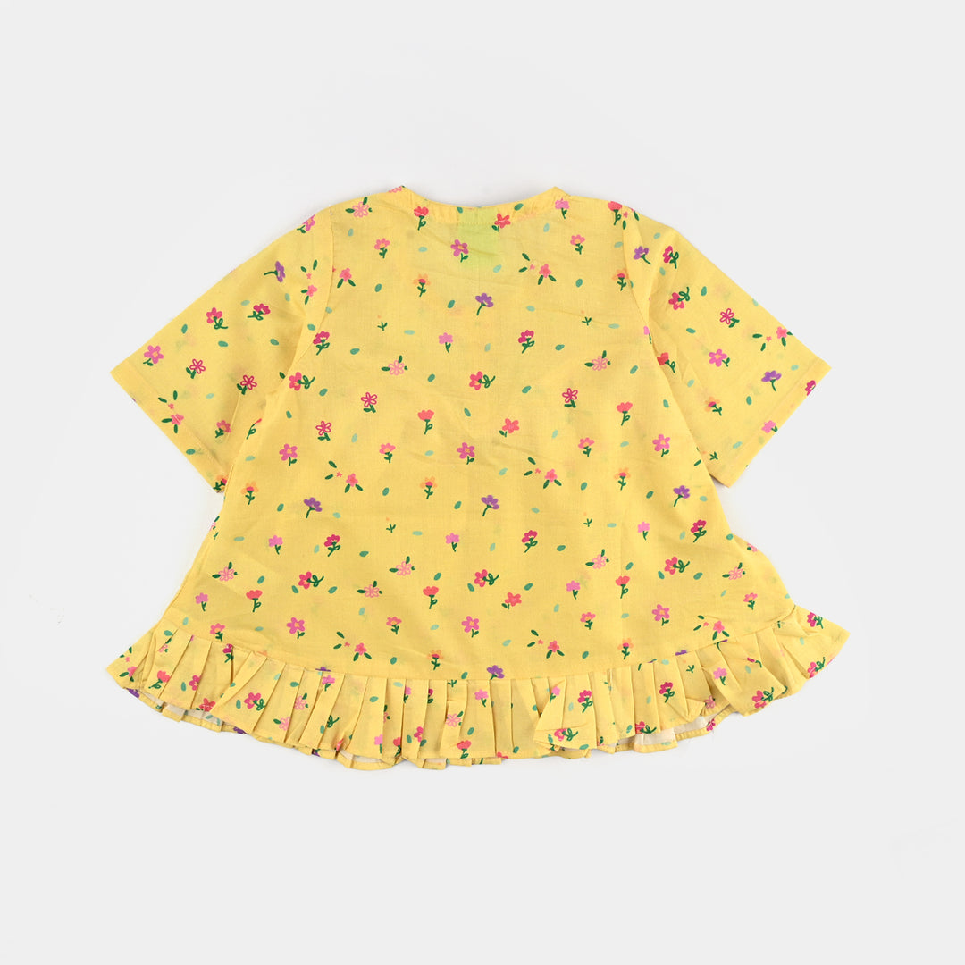 Infant Girls Cotton Poplin Casual Frock Yellow