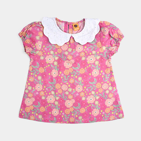 Girls Cotton Poplin Casual Top Candy-Pink
