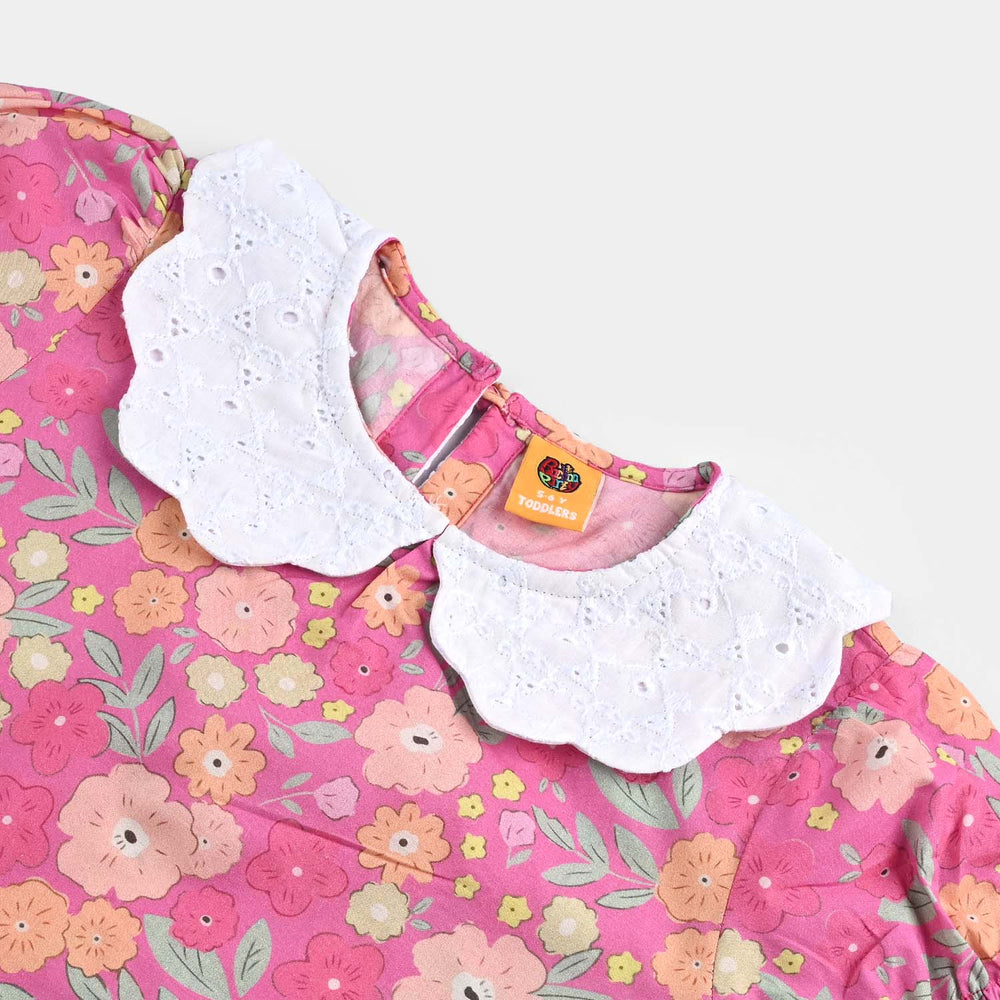 Girls Cotton Poplin Casual Top Candy-Pink