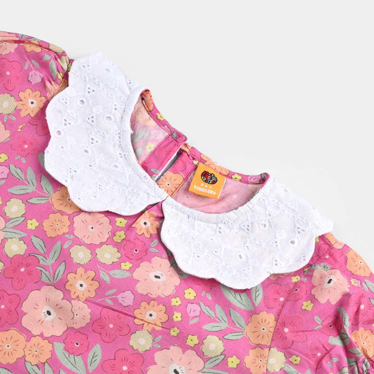 Girls Cotton Poplin Casual Top Candy-Pink