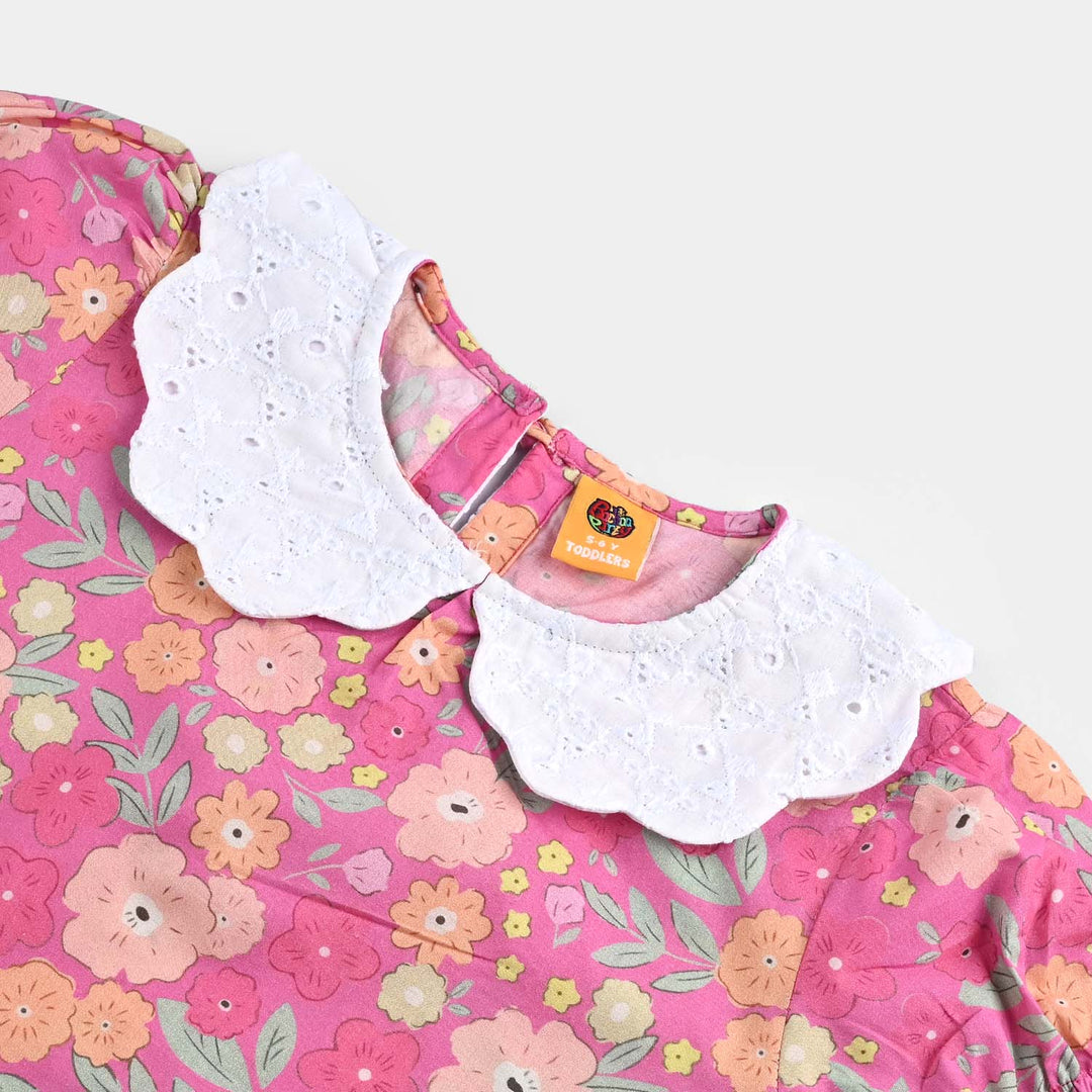 Girls Cotton Poplin Casual Top Candy-Pink