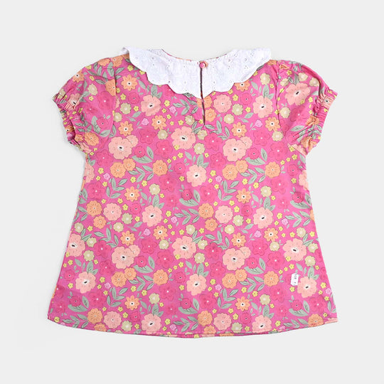 Girls Cotton Poplin Casual Top Candy-Pink