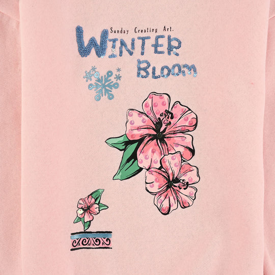 Girls Fleece Sweatshirt Winter Bloom-Pink