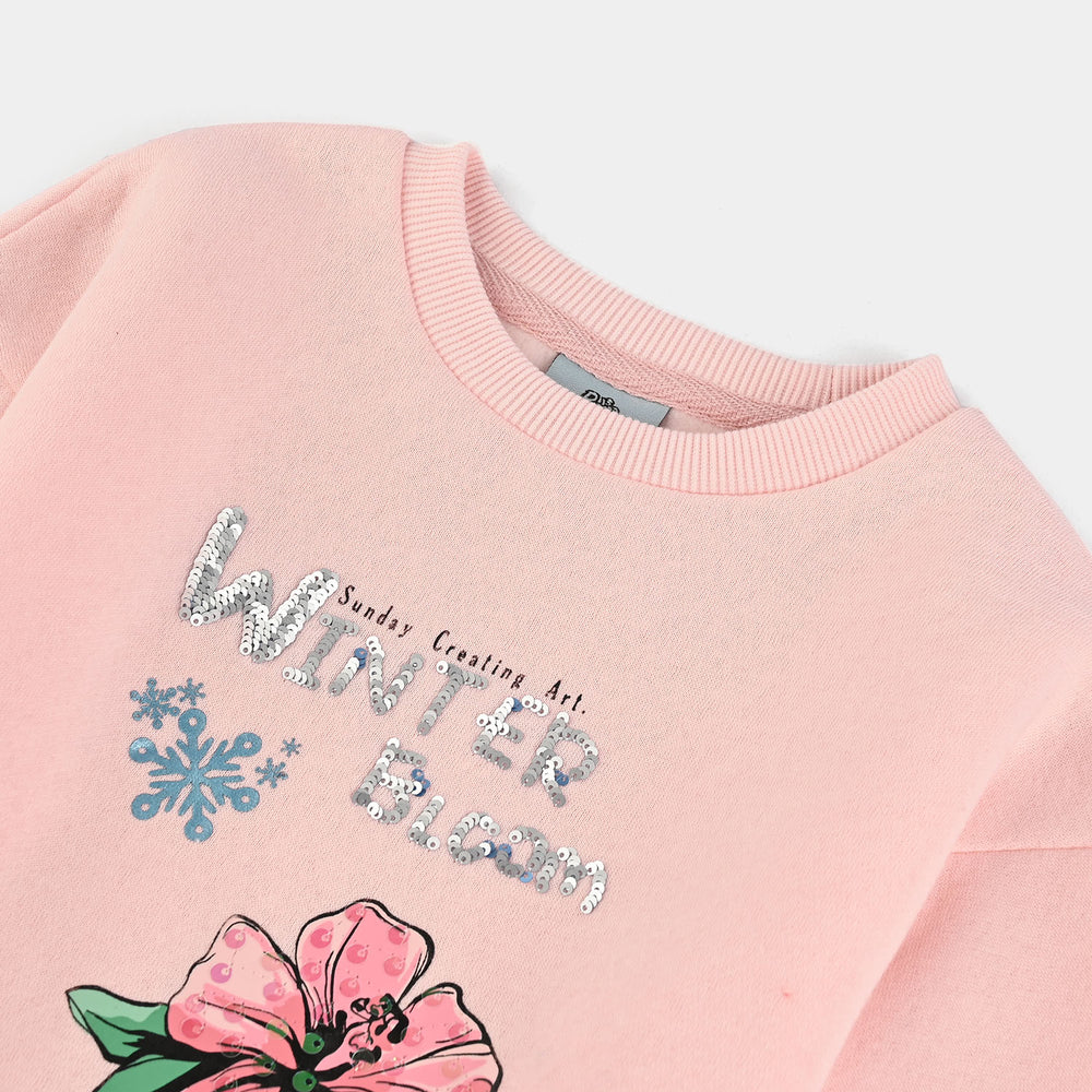 Girls Fleece Sweatshirt Winter Bloom-Pink