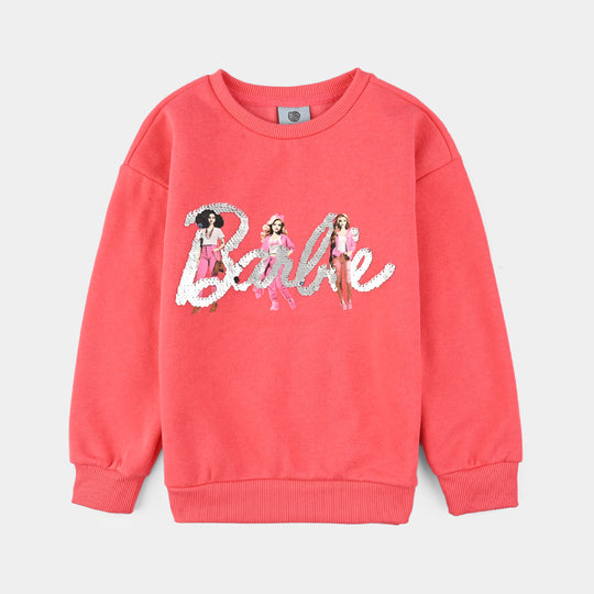 Girls Fleece Sweatshirt-Hot Pink