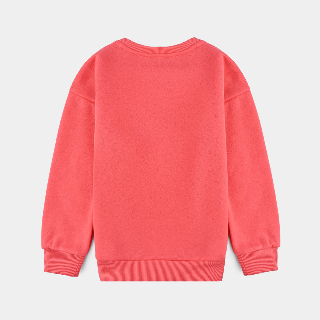 Girls Fleece Sweatshirt-Hot Pink