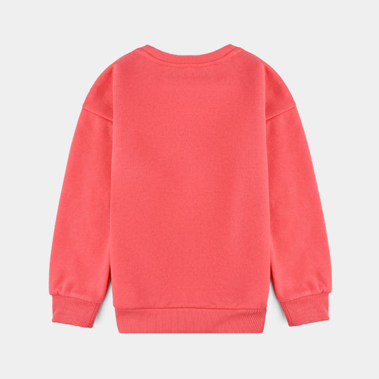 Girls Fleece Sweatshirt-Hot Pink