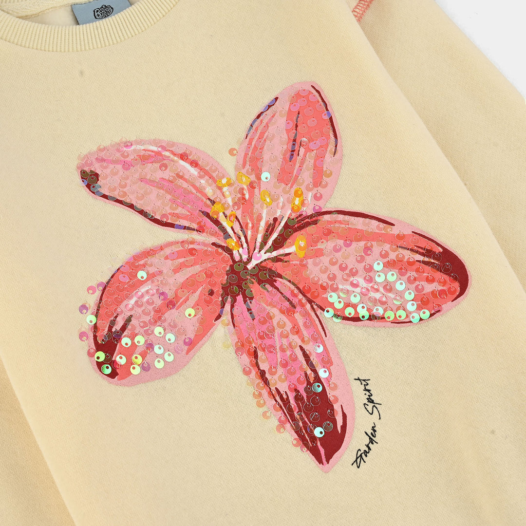 Girls Fleece Sweatshirt Garden Spirit-Off White