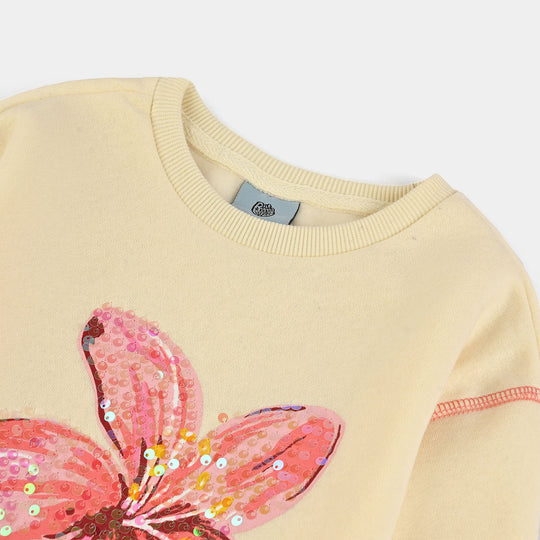 Girls Fleece Sweatshirt Garden Spirit-Off White