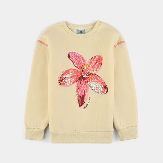 Girls Fleece Sweatshirt Garden Spirit-Off White