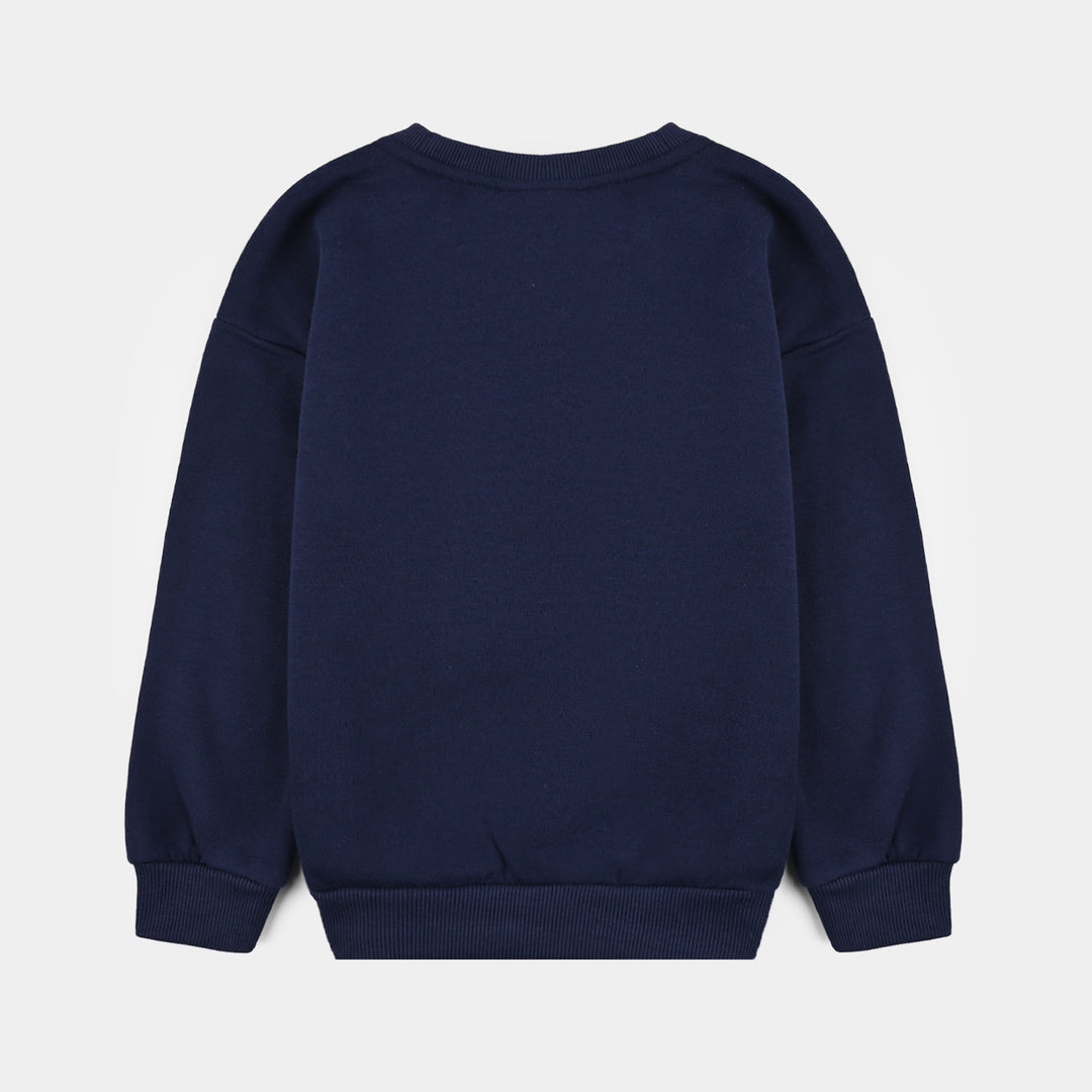 Girls Fleece Sweatshirt Love-Navy Blue