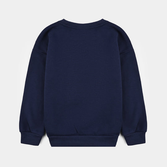 Girls Fleece Sweatshirt Love-Navy Blue