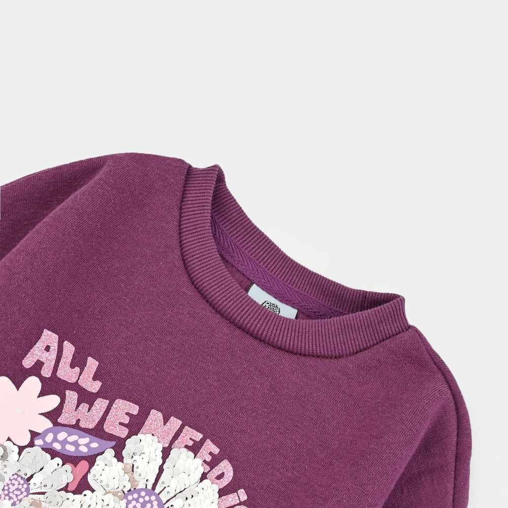 Girls Fleece Sweatshirt Need Love-PURPLE