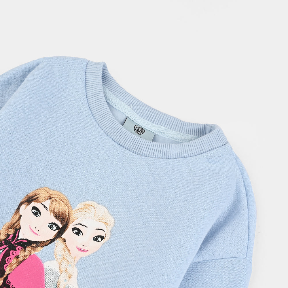 Girls Fleece Sweatshirt-SKY BLUE