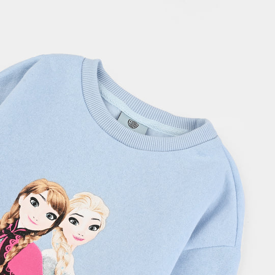 Girls Fleece Sweatshirt-SKY BLUE