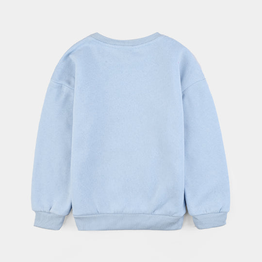 Girls Fleece Sweatshirt-SKY BLUE