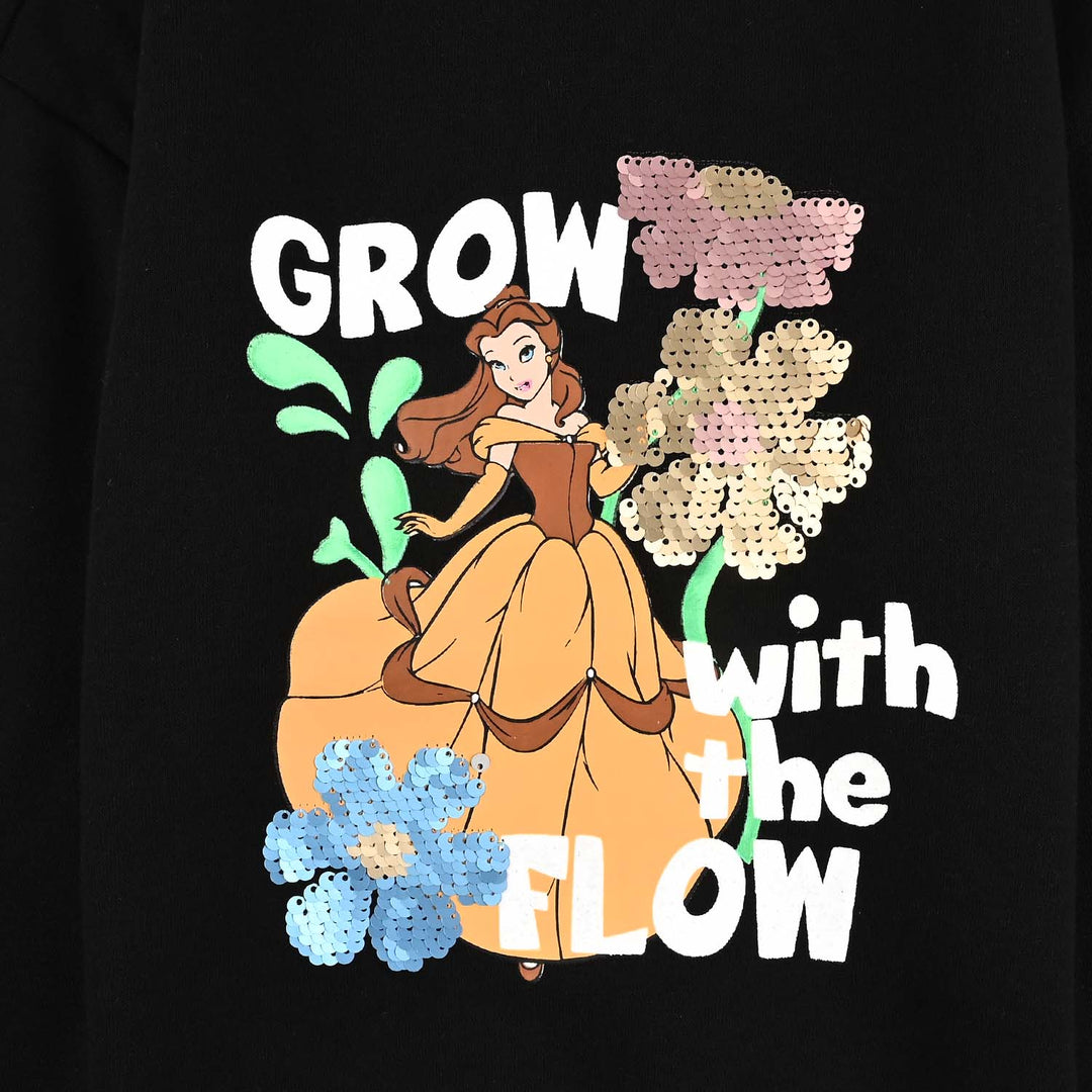 Girls Fleece Sweatshirt Grow With Flow-BLACK