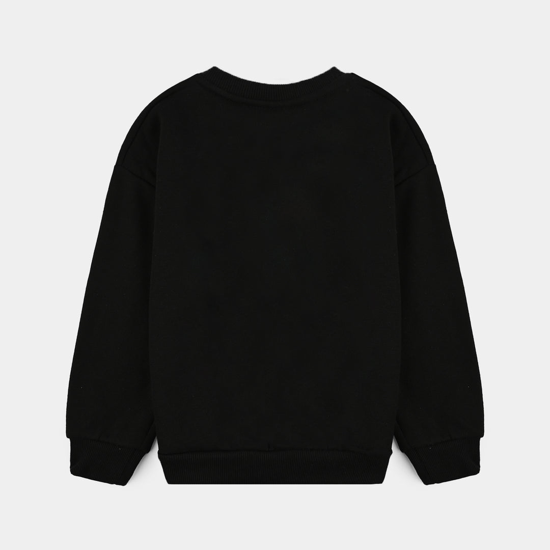 Girls Fleece Sweatshirt Grow With Flow-BLACK