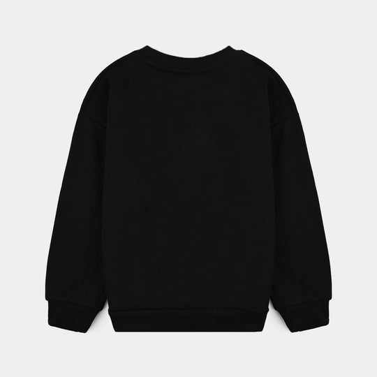 Girls Fleece Sweatshirt Grow With Flow-BLACK
