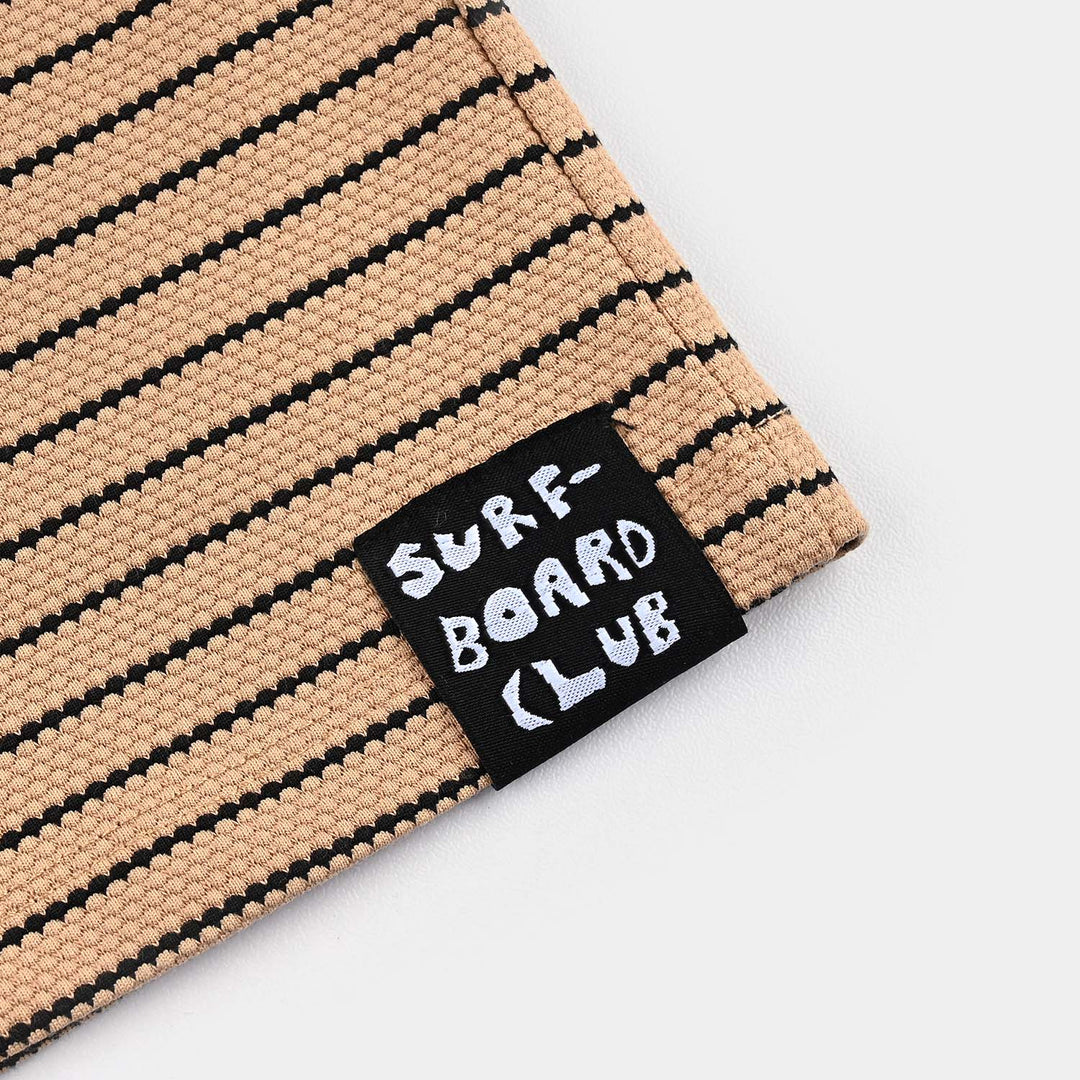 Boys Jacquard Jersey Short Surf Board Club-BROWN