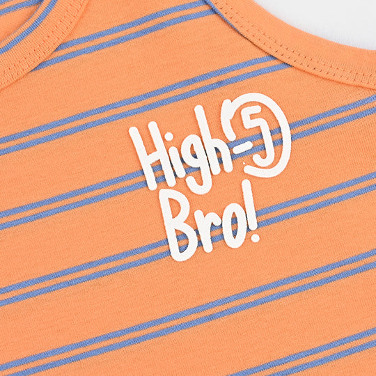 Boys Yarn Dyed Sando High Bro-ORANGE