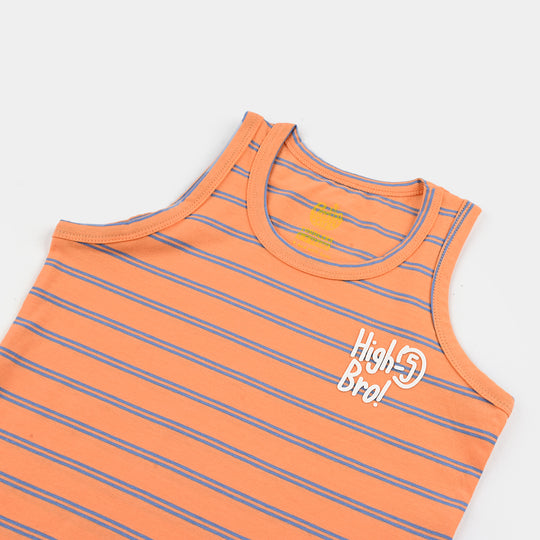 Boys Yarn Dyed Sando High Bro-ORANGE