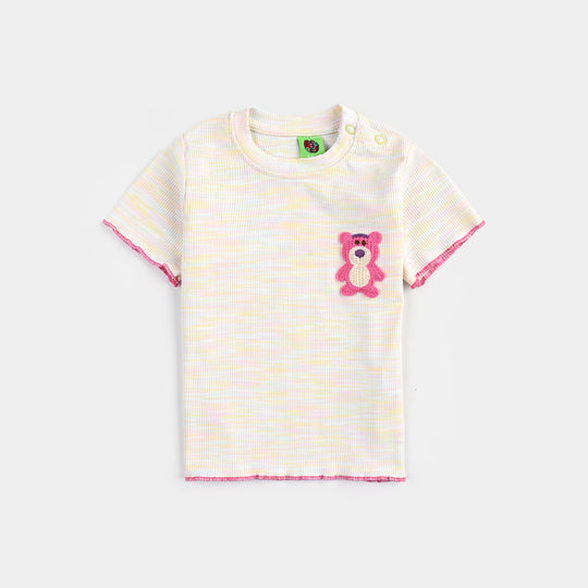 Infant Girls 2x1 Rib T-Shirt Teddy Bear