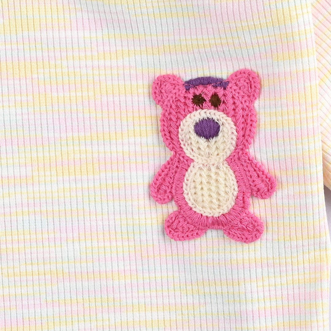 Infant Girls 2x1 Rib T-Shirt Teddy Bear