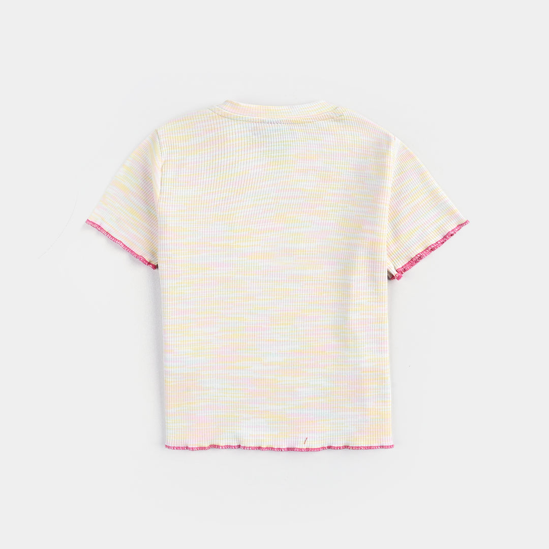 Infant Girls 2x1 Rib T-Shirt Teddy Bear