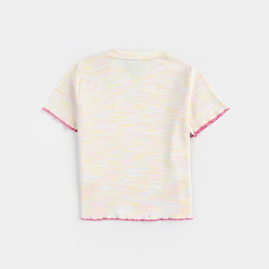 Infant Girls 2x1 Rib T-Shirt Teddy Bear