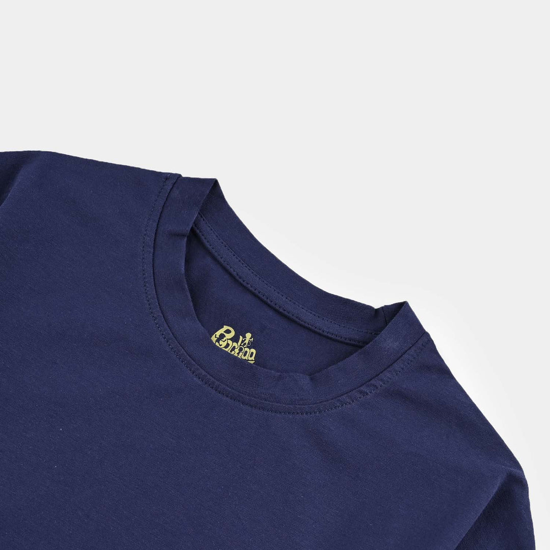 Boys Lycra Jersey T-Shirt Basic-NAVY