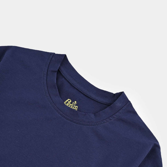 Boys Lycra Jersey T-Shirt Basic-NAVY