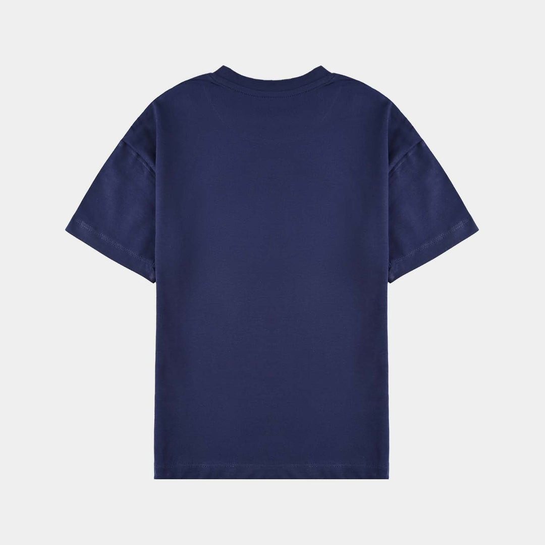 Boys Lycra Jersey T-Shirt Basic-NAVY